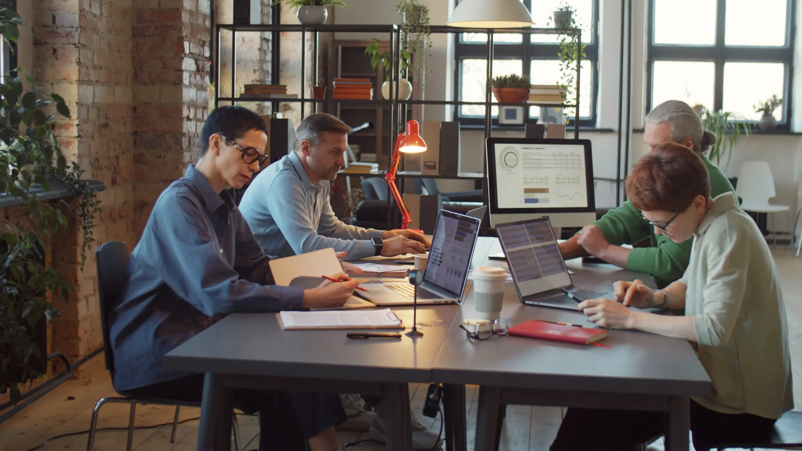 Custom platform development team collaborating in office on scalable SaaS systems, automation, and web architecture