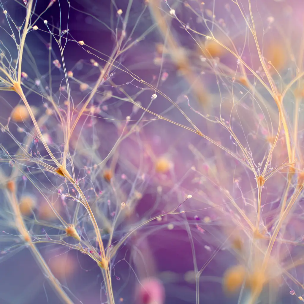 Abstract branching network resembling semantic connections between topics, representing AI Content Strategy, semantic SEO, and AI-driven content optimization used by digital marketing teams to improve search visibility.