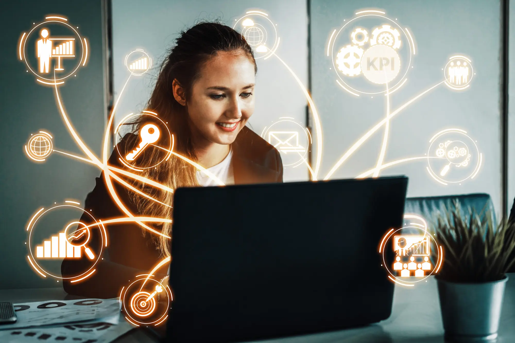 AI SEO agency analyzing predictive ranking metrics, automation SEO performance, and semantic optimization data through an interactive analytics dashboard